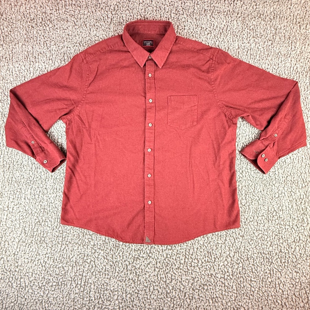 UNTUCKit Sherwood Shirt Men XL Maroon Relaxed Fit Button Front 100% Cotton